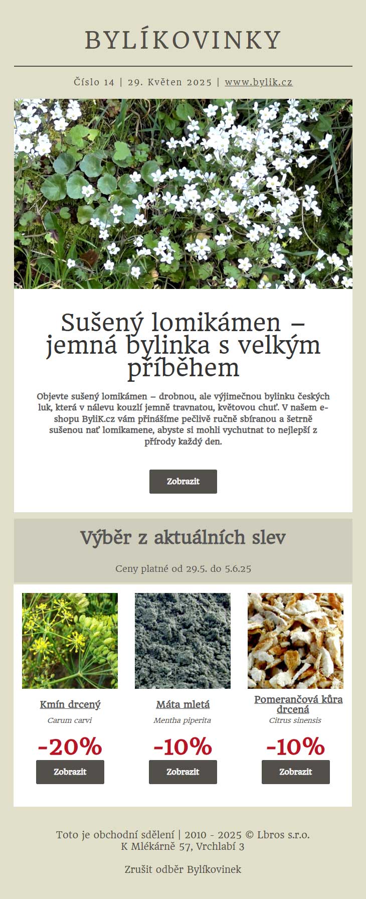 Bylinkové novinky 2025